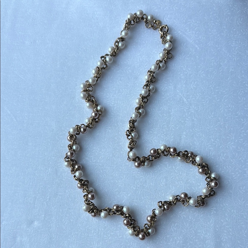 J. Crew Cream & bronze pearl bead Necklace with‎ Intricate Beading